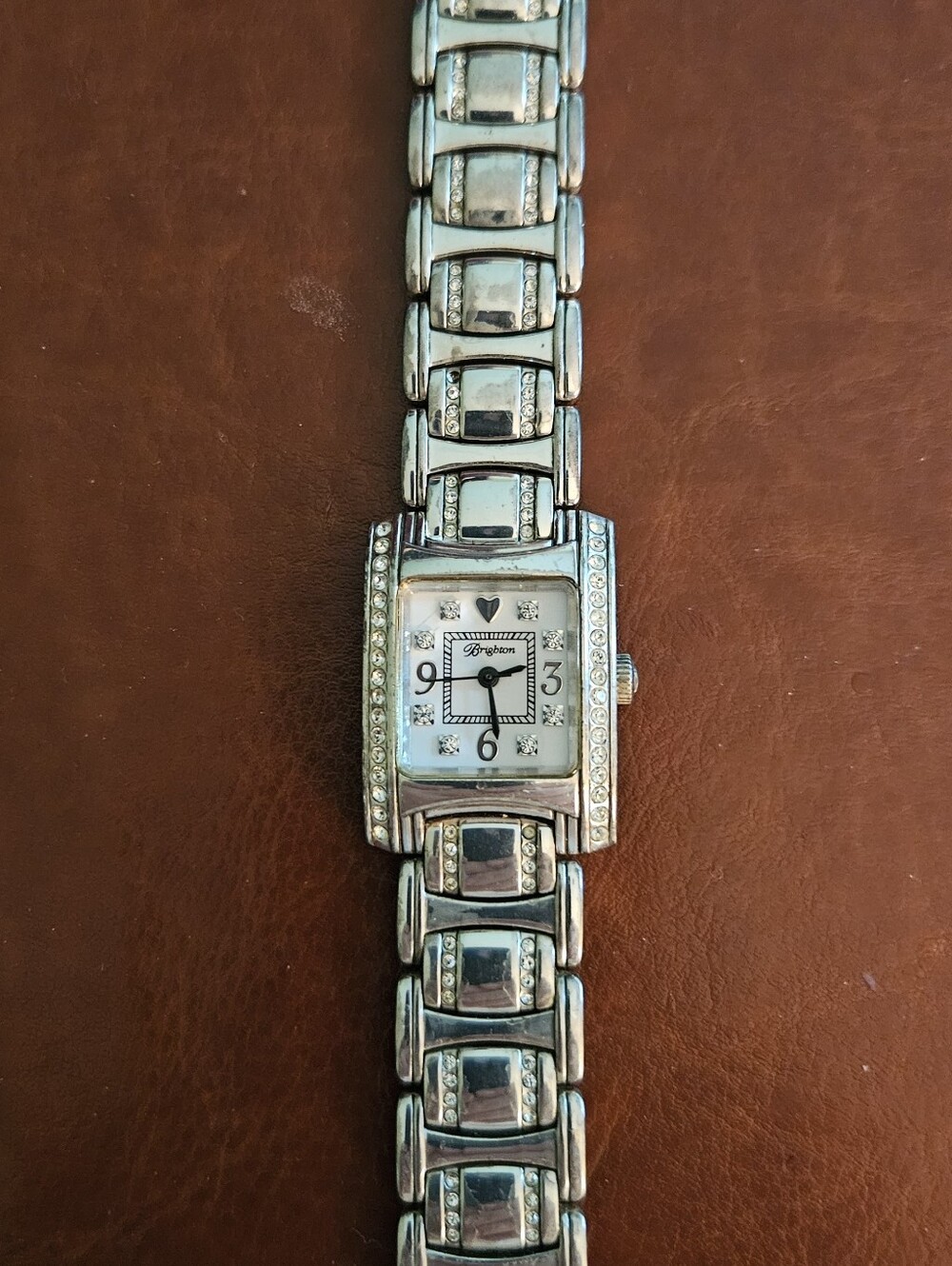 Brighton Silver-Tone Crystal Link Bracelet Watch